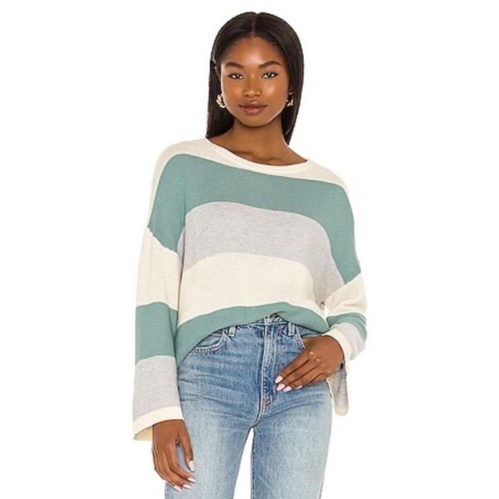 Sancia Revolve Paloma Knit Celadon
Stripe Sweater size XS Ivory‎ Gray Teal Cozy
